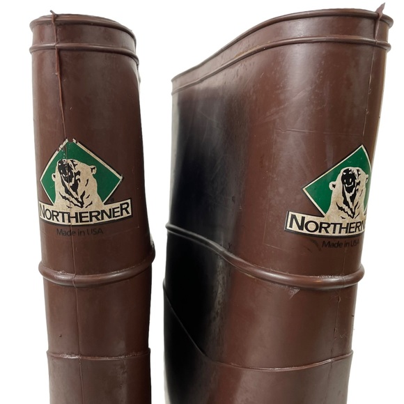 Vintage Northerner Slip-On Knee-high Rubber Rain Boots USA Made Brown Men’s Sz 6 - Picture 6 of 16